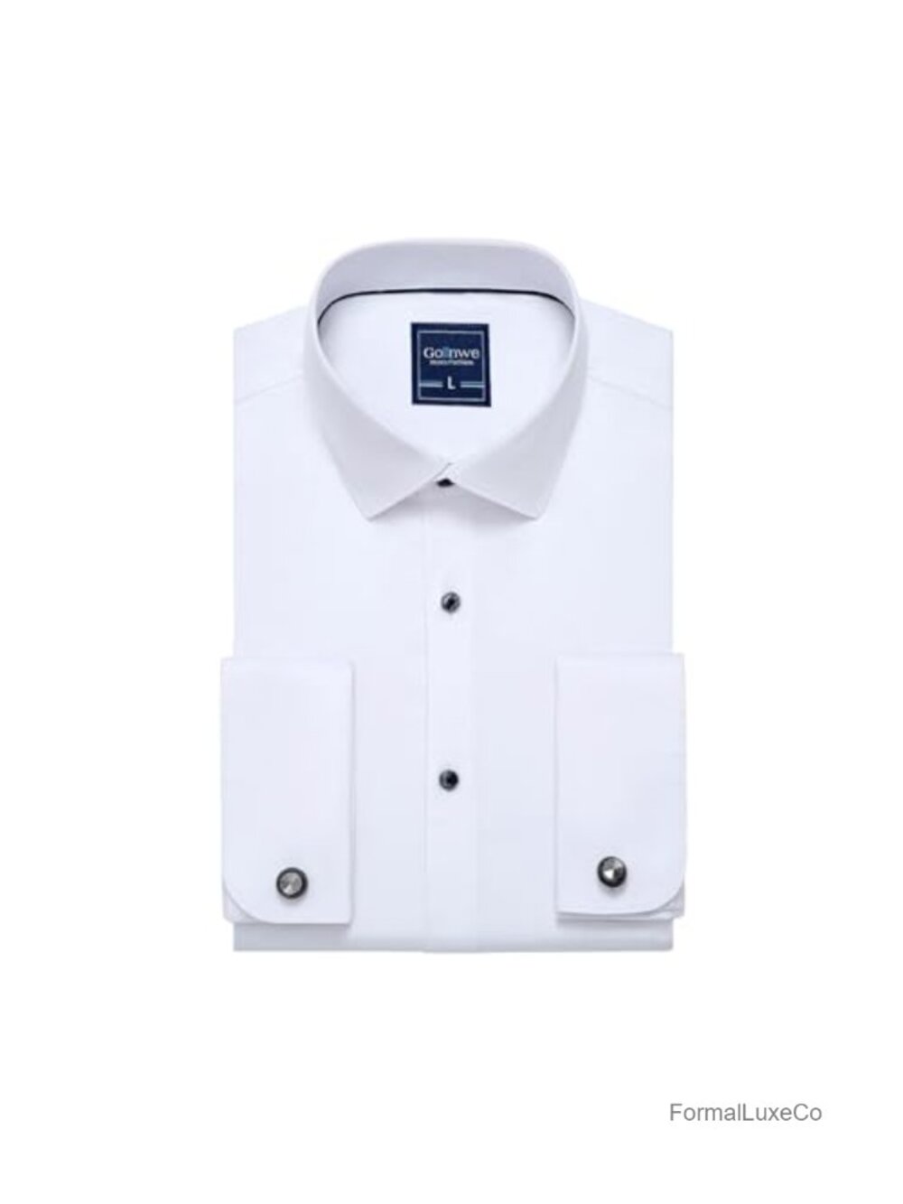 Men's Slim Fit Stretch French Cuff Dress Shirt with Metal Cufflinks,